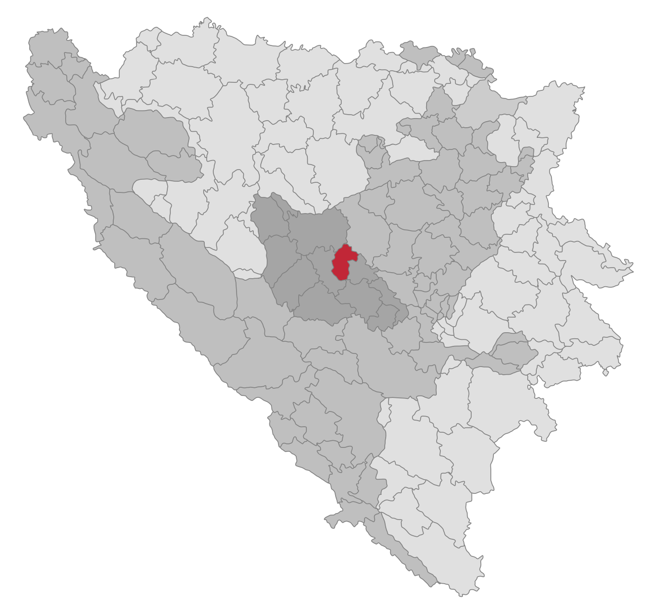 Location of the Vitez municipality within Bosnia and Herzegovina