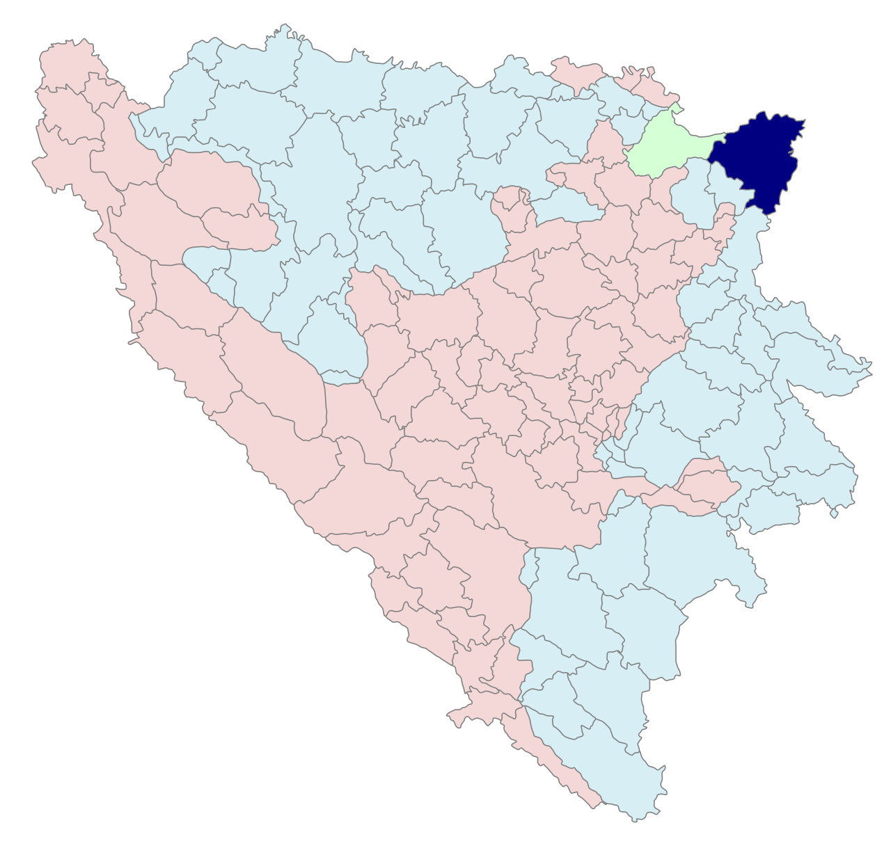 Location of Bijeljina municipality within Bosnia and Herzegovina