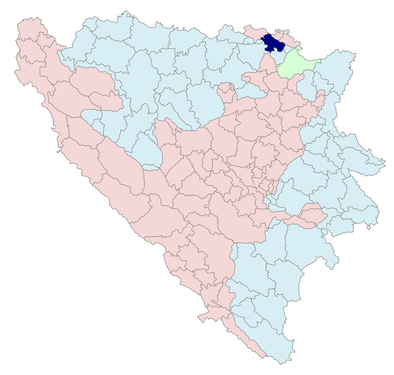 Location of Bosanski Šamac (Šamac) municipality within Bosnia and Herzegovina