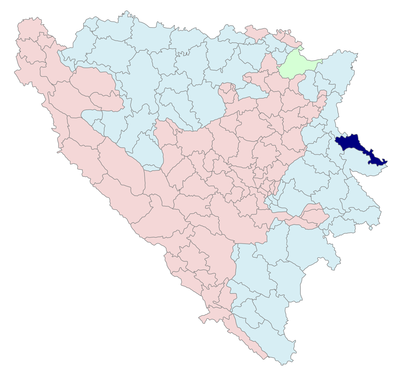 Location of Bratunac municipality within Bosnia and Herzegovina