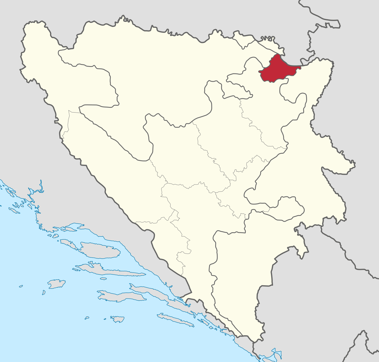Location of the Brčko District within Bosnia and Herzegovina