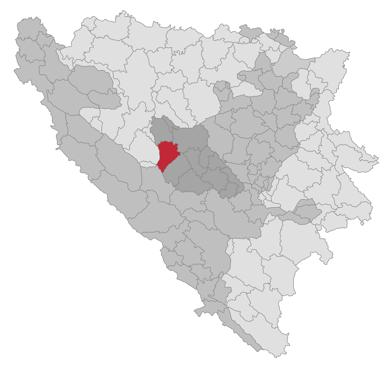 Location of the Donji Vakuf municipality within Bosnia and Herzegovina
