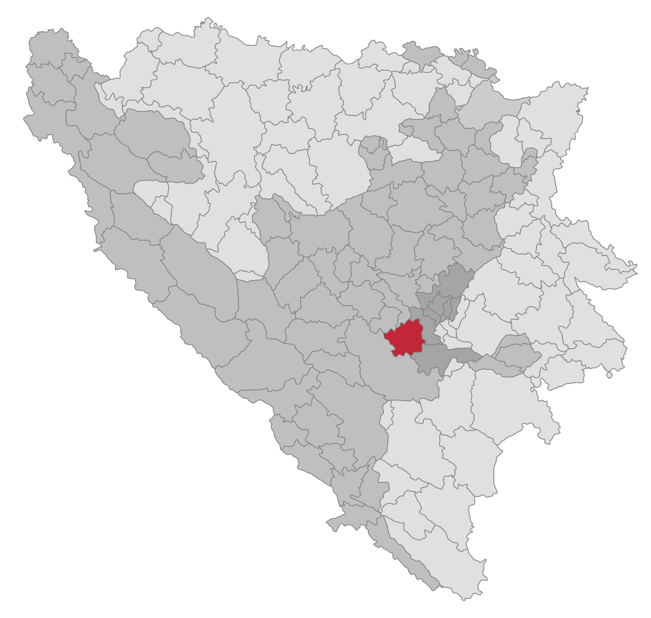 Location of the Hadžići municipality within Bosnia and Herzegovina