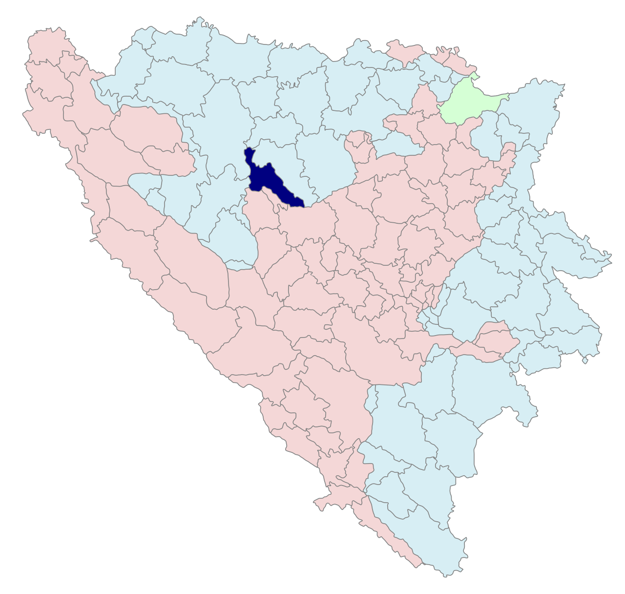 Location of the Kneževo municipality on Mount Vlašić within Bosnia and Herzegovina