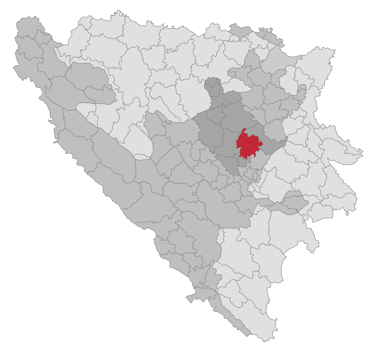 Location of the Vareš municipality within Bosnia and Herzegovina