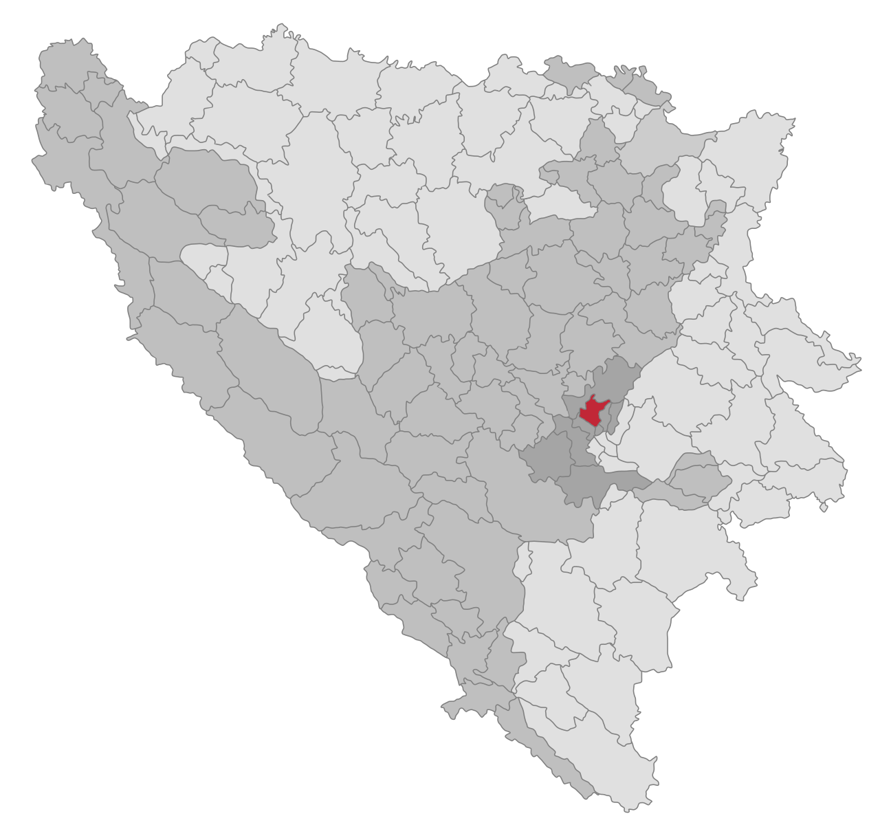 Location of the Vogošća municipality within Bosnia and Herzegovina